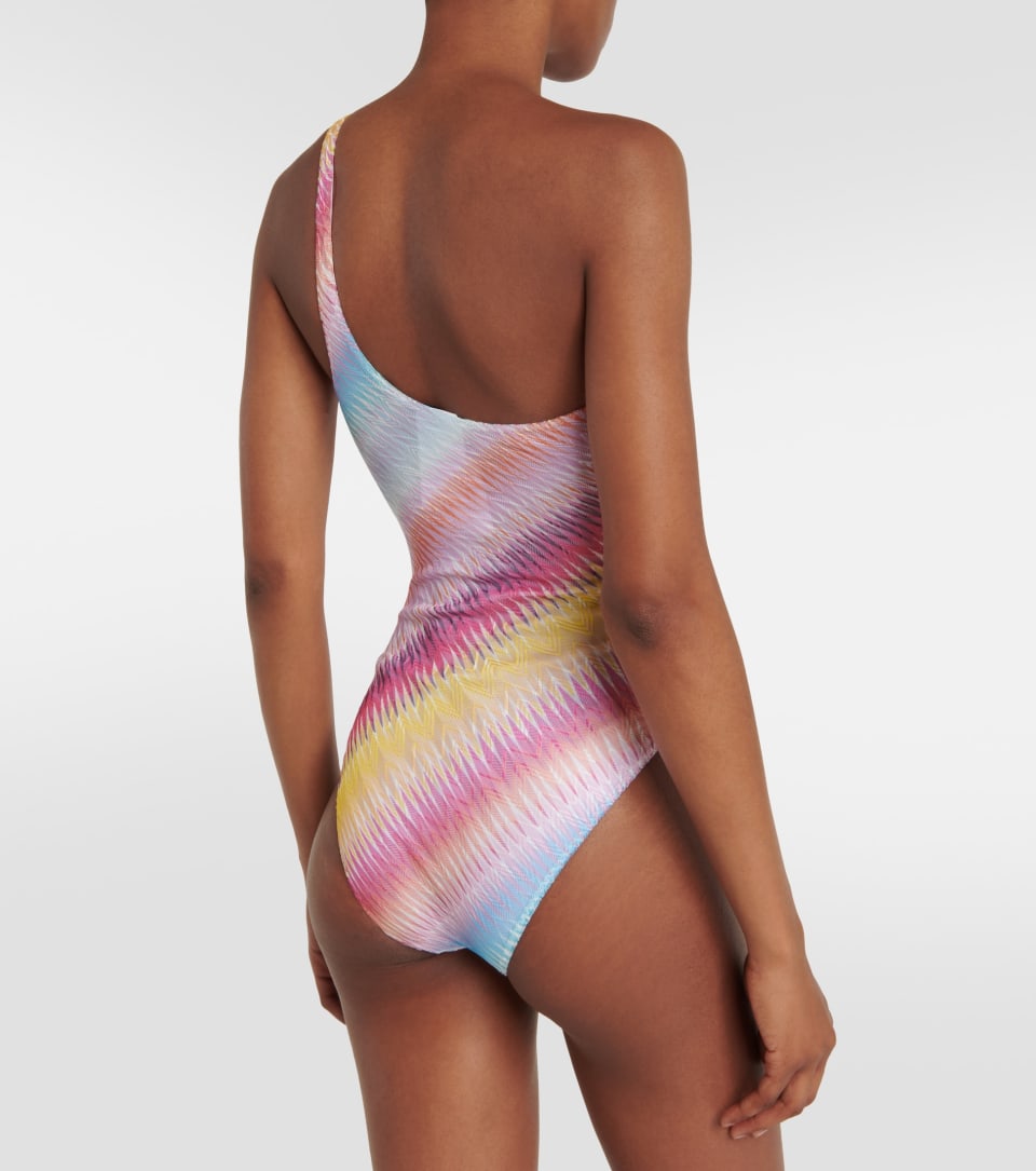 Zig Zag One Shoulder Swimsuit In Multicoloured from Missoni Mare