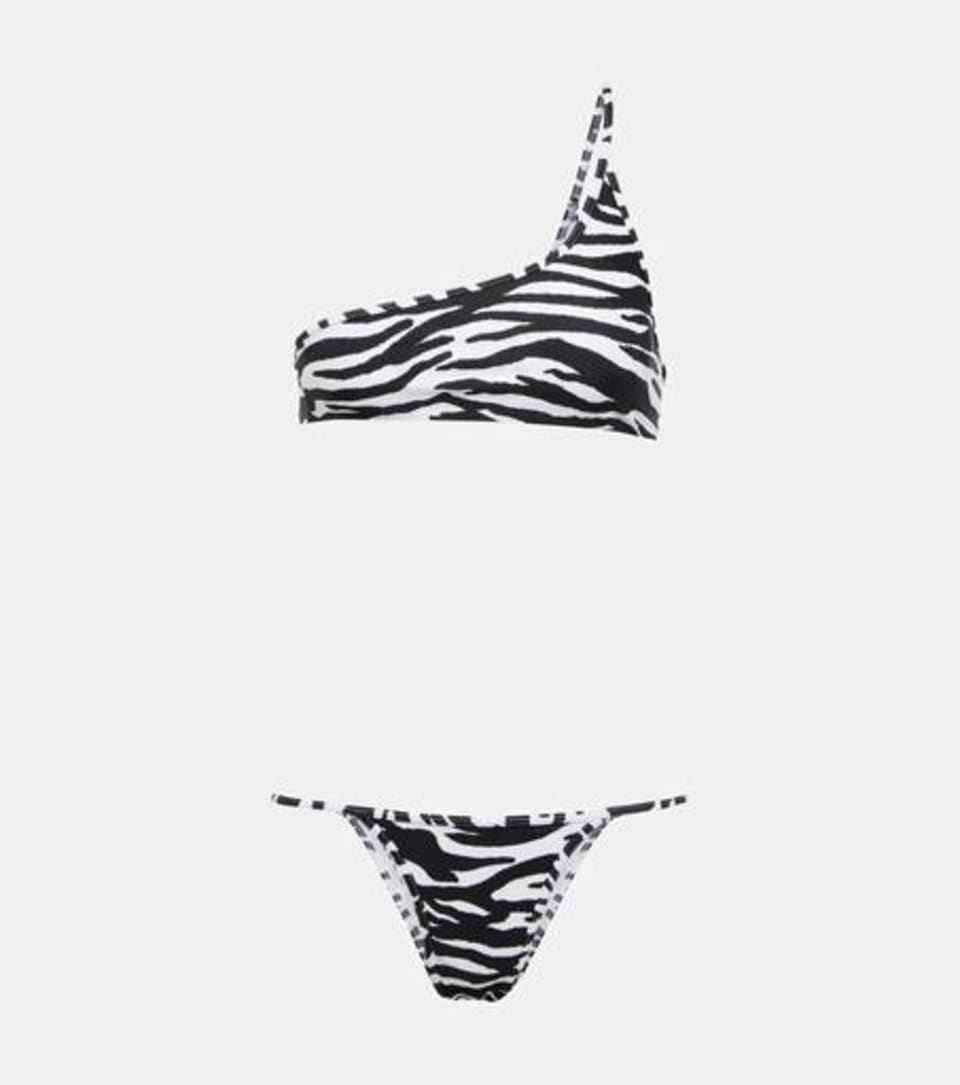 Printed One Shoulder Bikini In Multicoloured  from The Attico