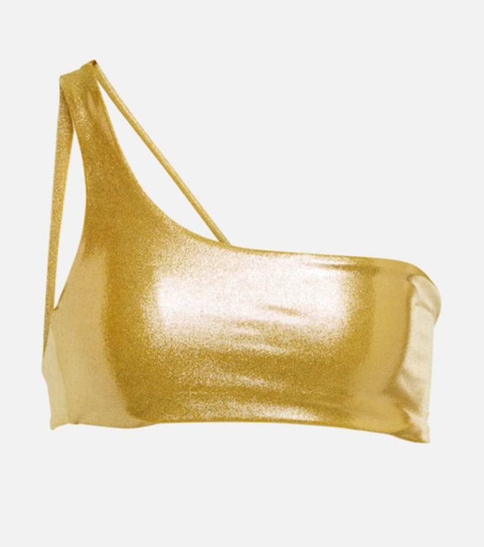 Apex One Shoulder Bikini Top In Gold from Jade Swim