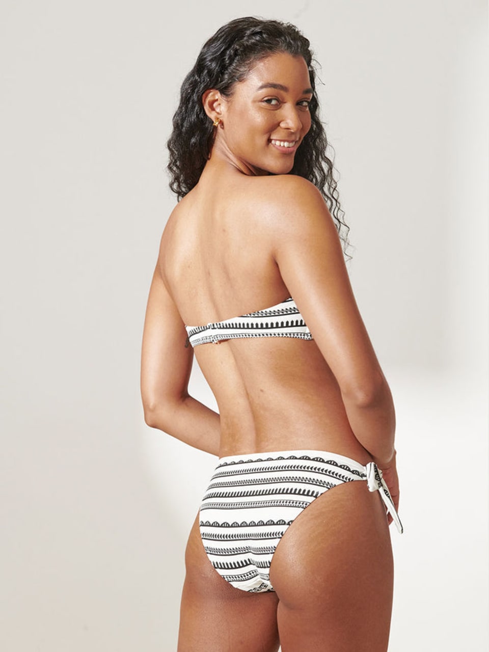 Ava Bandeau and Lucy Side Tie in Yani Balck by Lemlem