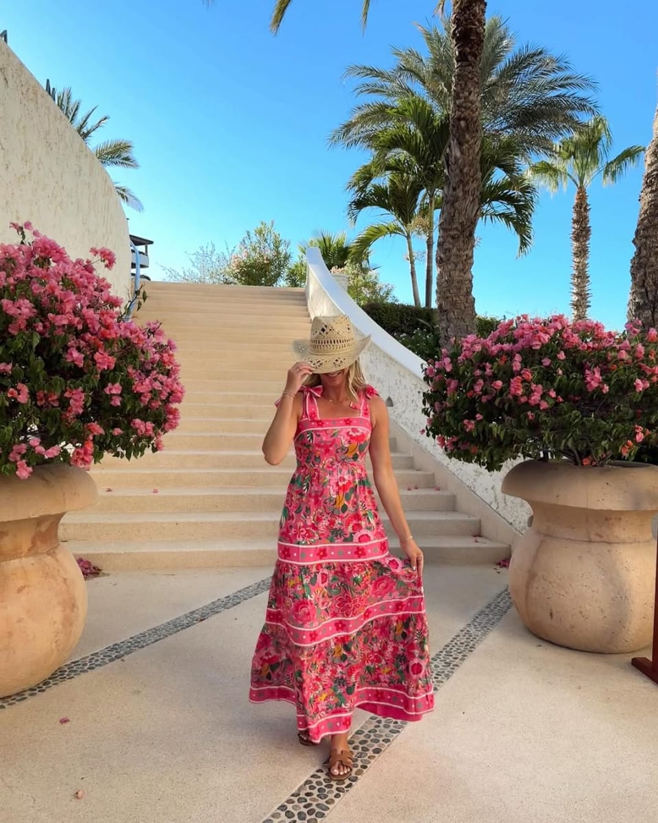 Ashley Tarkington Jackel wearing Charlotte Dress Passion Flor by Beach Riot