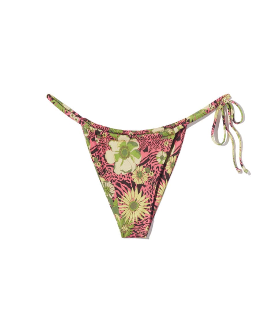 Emily Ratajkowski wearing Las Olas Top and Bottom in Pink Floral Zebra Wave by Inamorata Woman