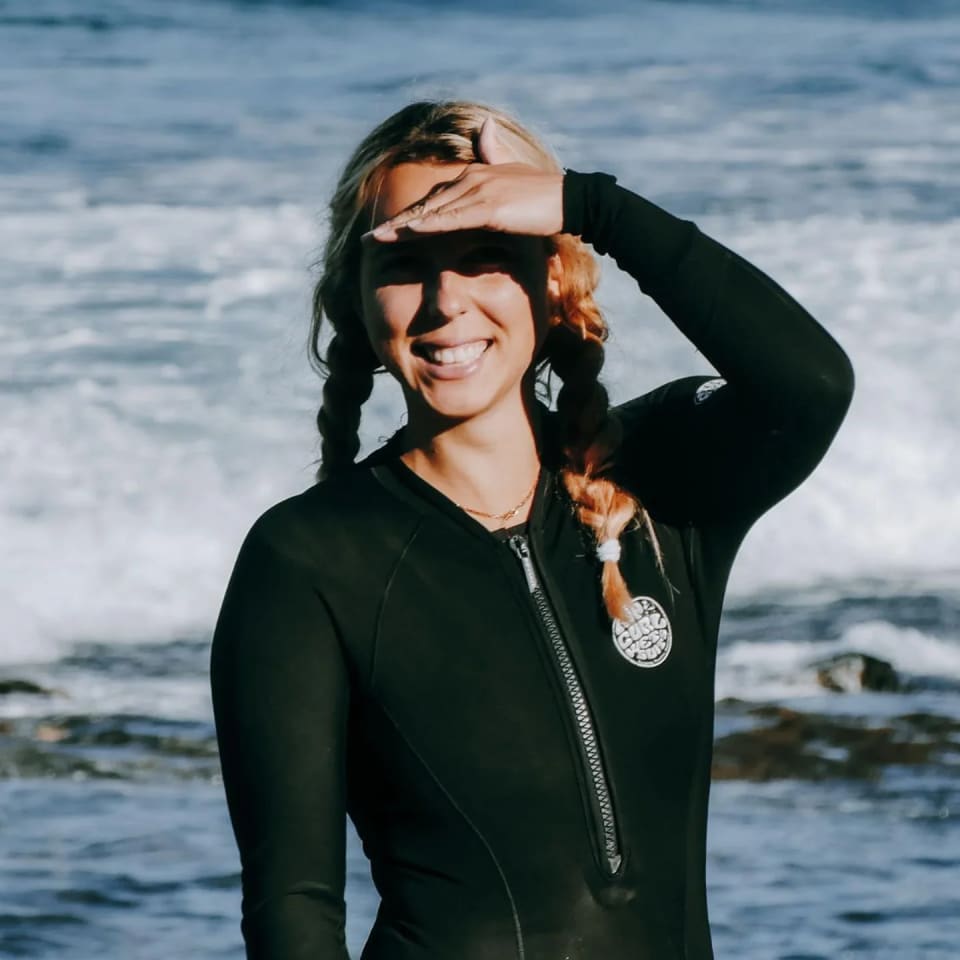 @victoria.bergolth.kier wearing Classic Surf Long Sleeve UPF Surf Suit by RipCurl