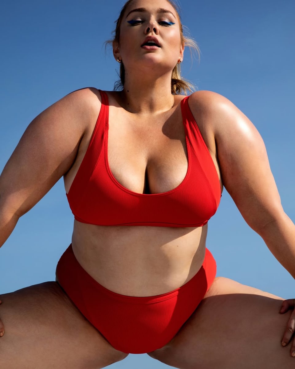 @huntermcgrady wearing Mica Ribbed Top - Red by Chromat