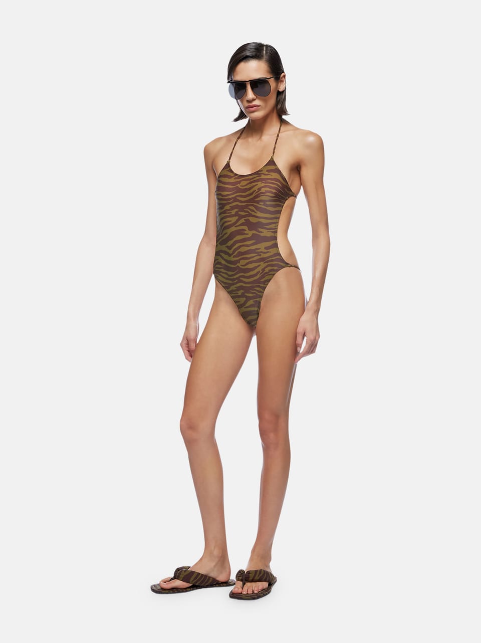 Dark Green And Dark Brown One Piece