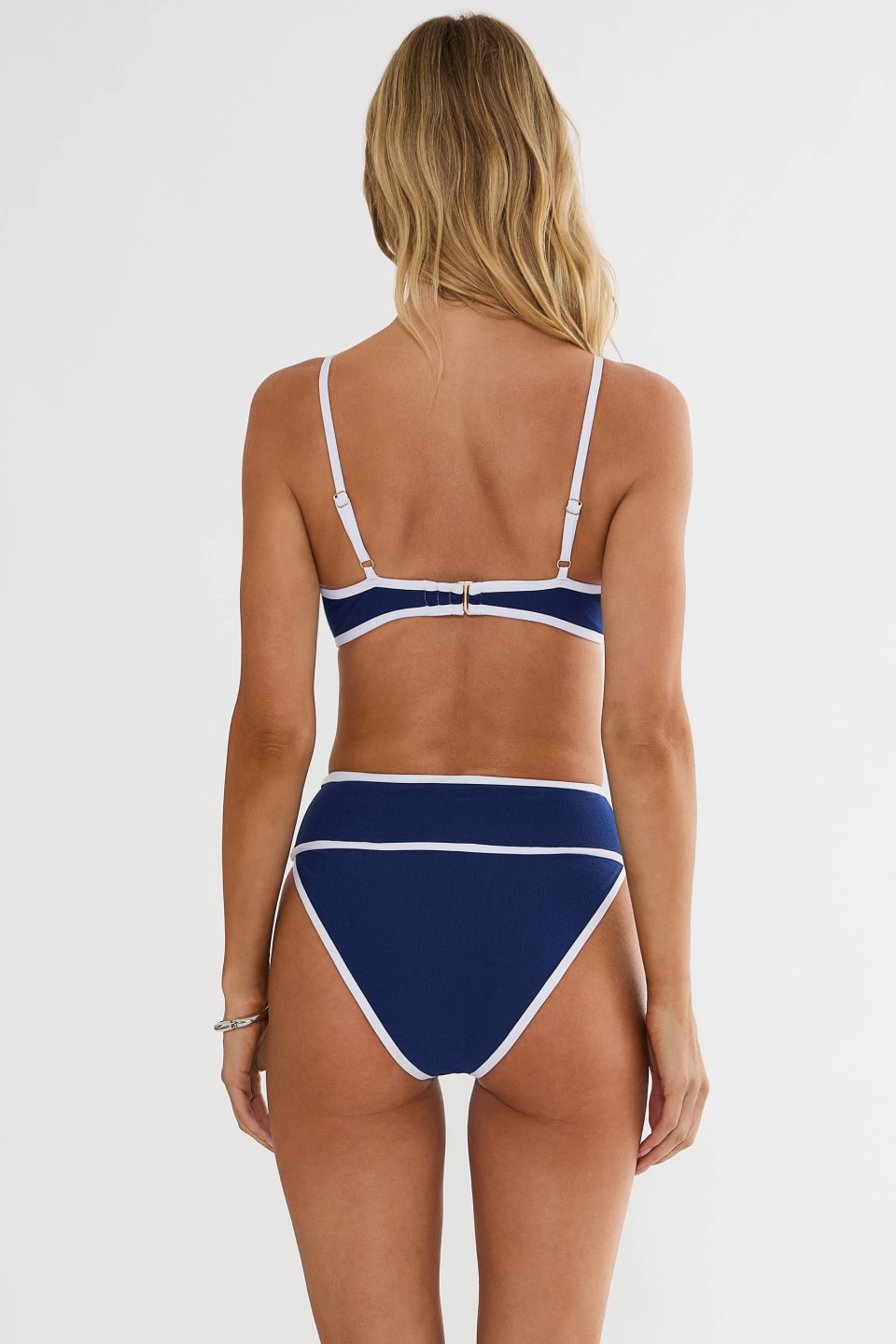 Leona Top Navy & White Tidal Crepe-91X4