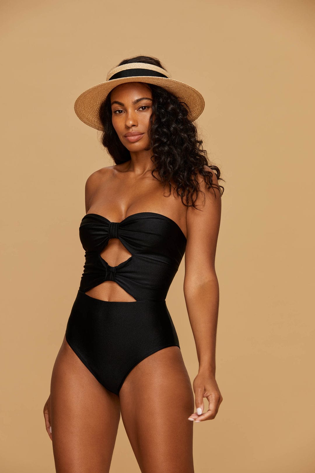 Black Double Bow Swimsuit by Fe Noel