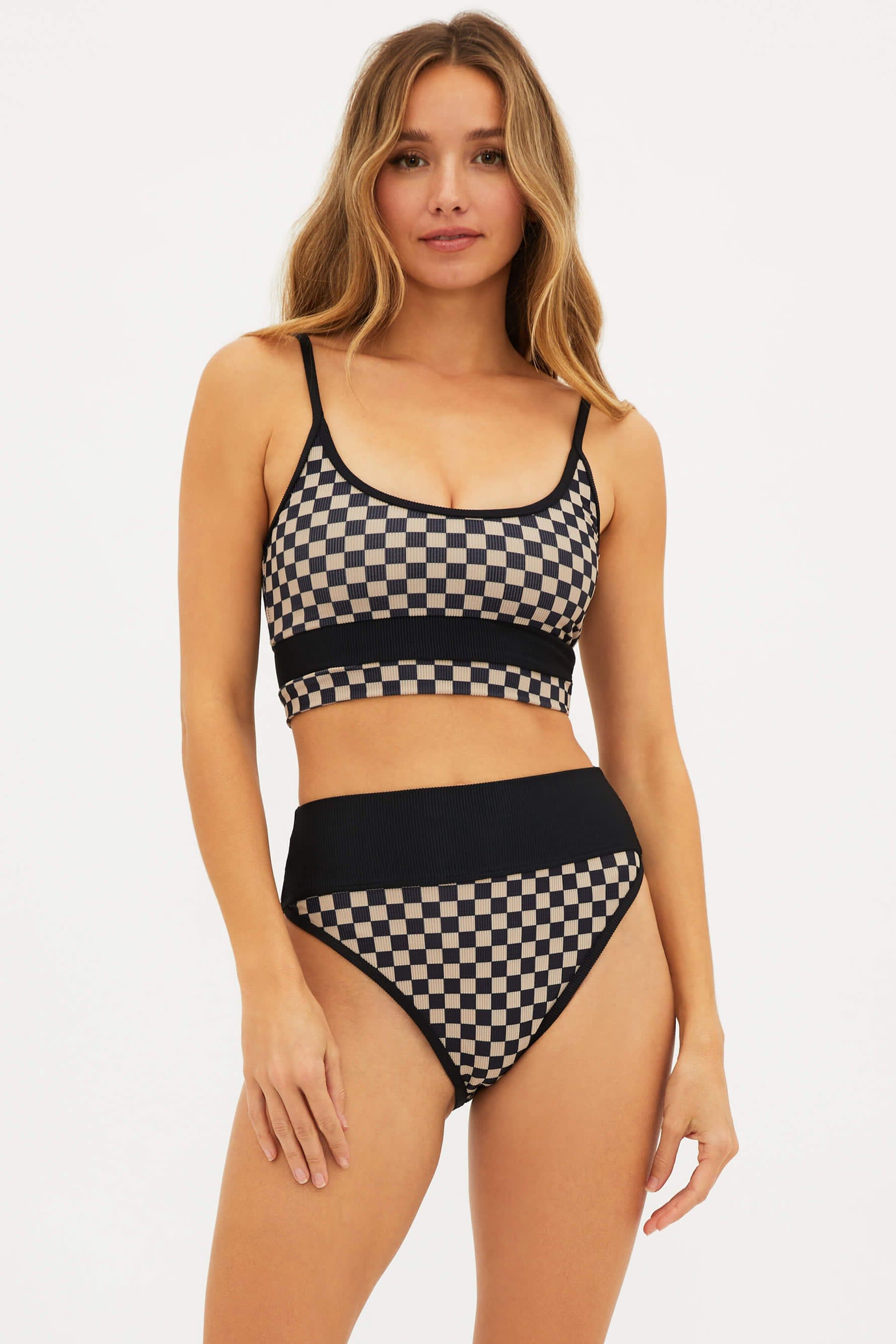 Eva Top and Emmy Bottom in Taupe Black Check