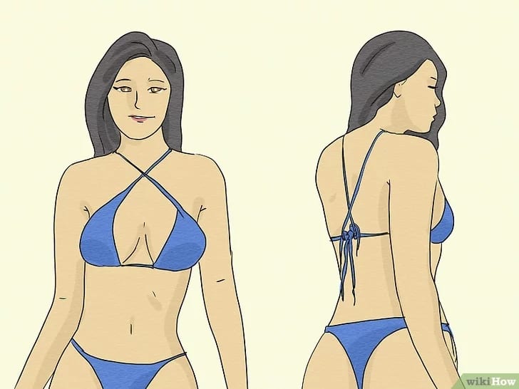 Criss-cross tie of a triangle bikini