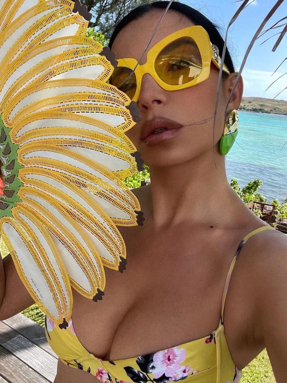 Aureta wearing a floral bikini