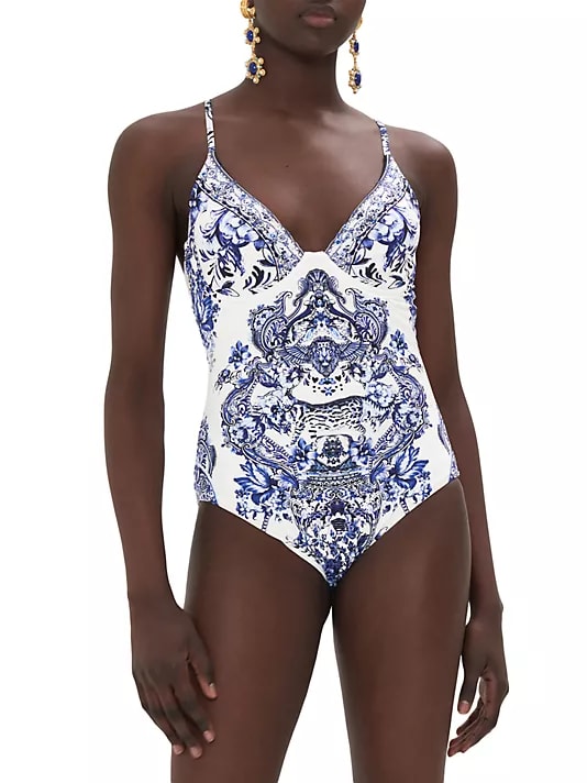 Printed Underwire One-Piece Swimsuit