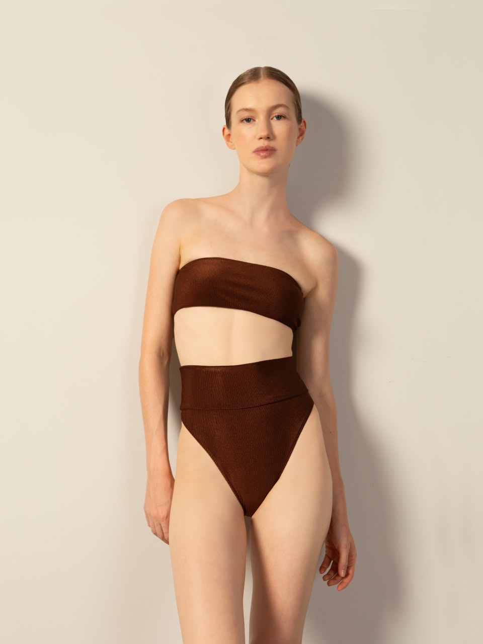 Corduroy High-leg Bandeau Bikini-53GP