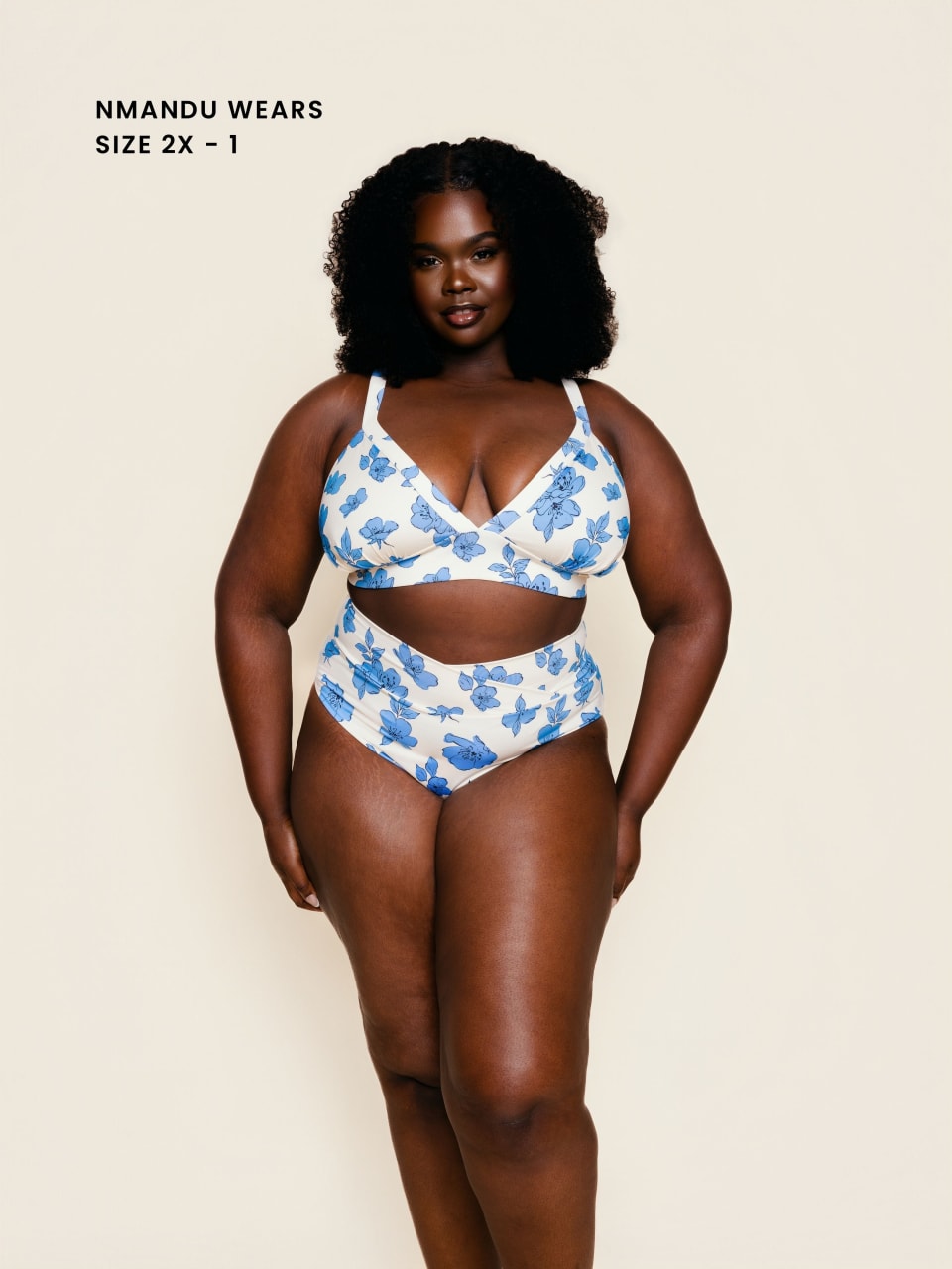 Banded Triangle Top In Blue Floral-27GU