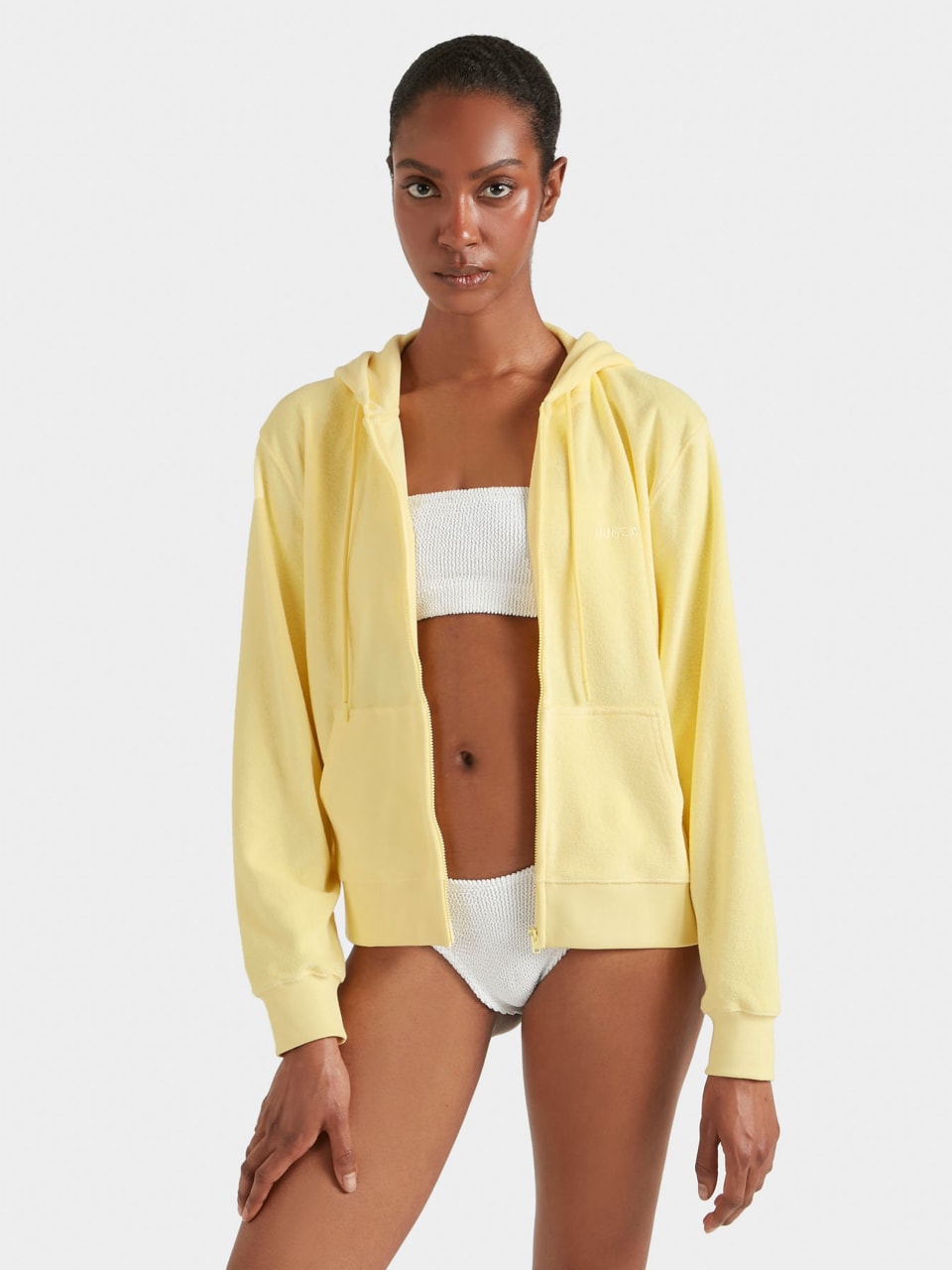 Terry Towelling Zip Hoodie - Butter-01DZ