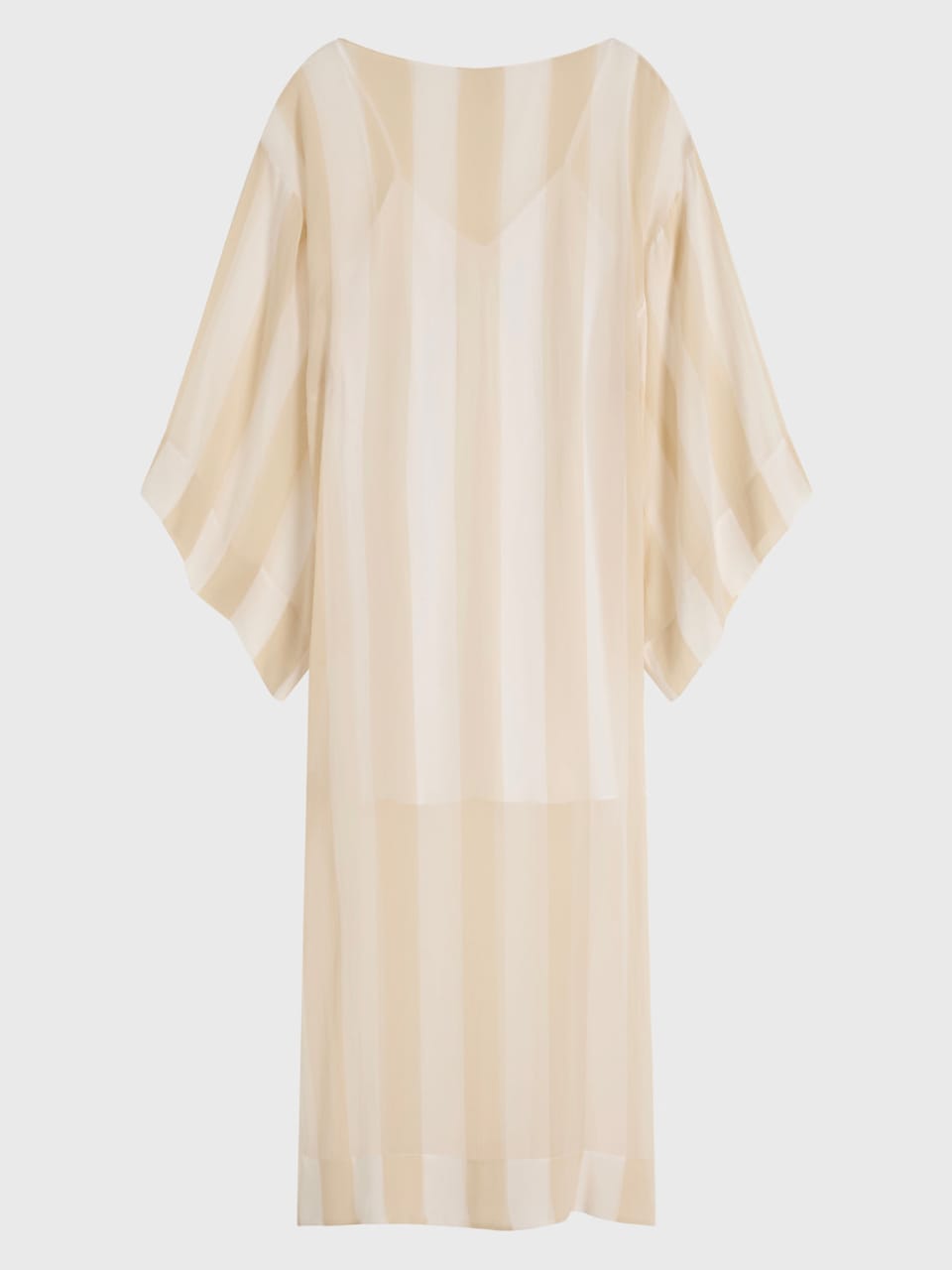 Capri Silk Kimono Sleeve Maxi - Ecru Stripe-24UW