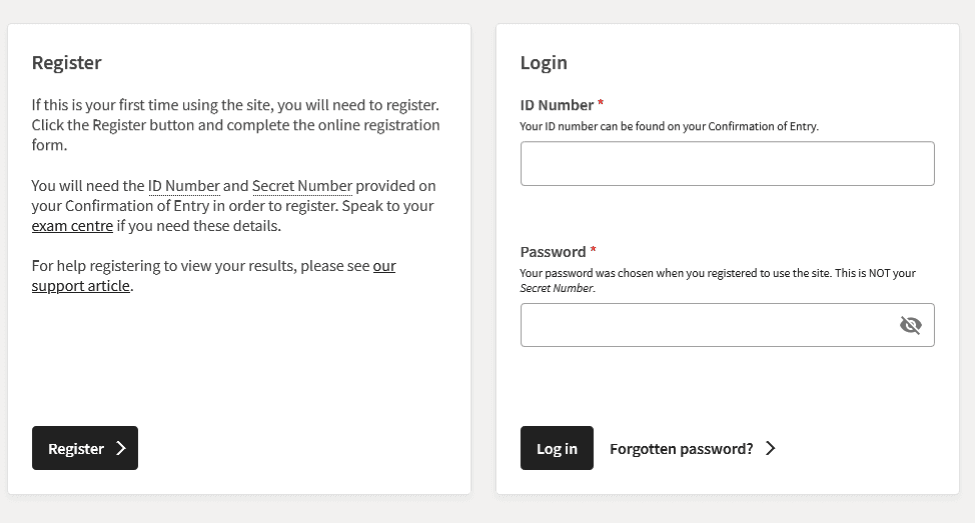 How to send Cambridge English Exam results to organisations: A 3-step guide - Register and log in