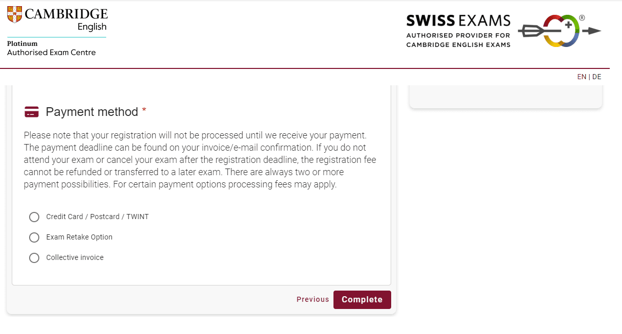 How to use the Exam Retake Option code during the registration process? I Swiss Exams