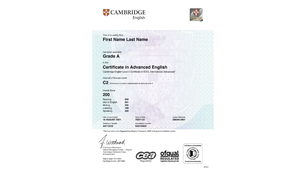 Cambridge English certificate in advanced English - C2