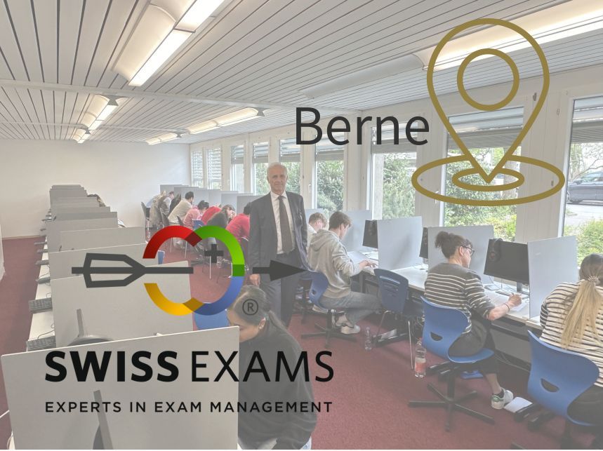 Classroom with computers in Berne, Switzerland, Swiss Exams - experts in exam management