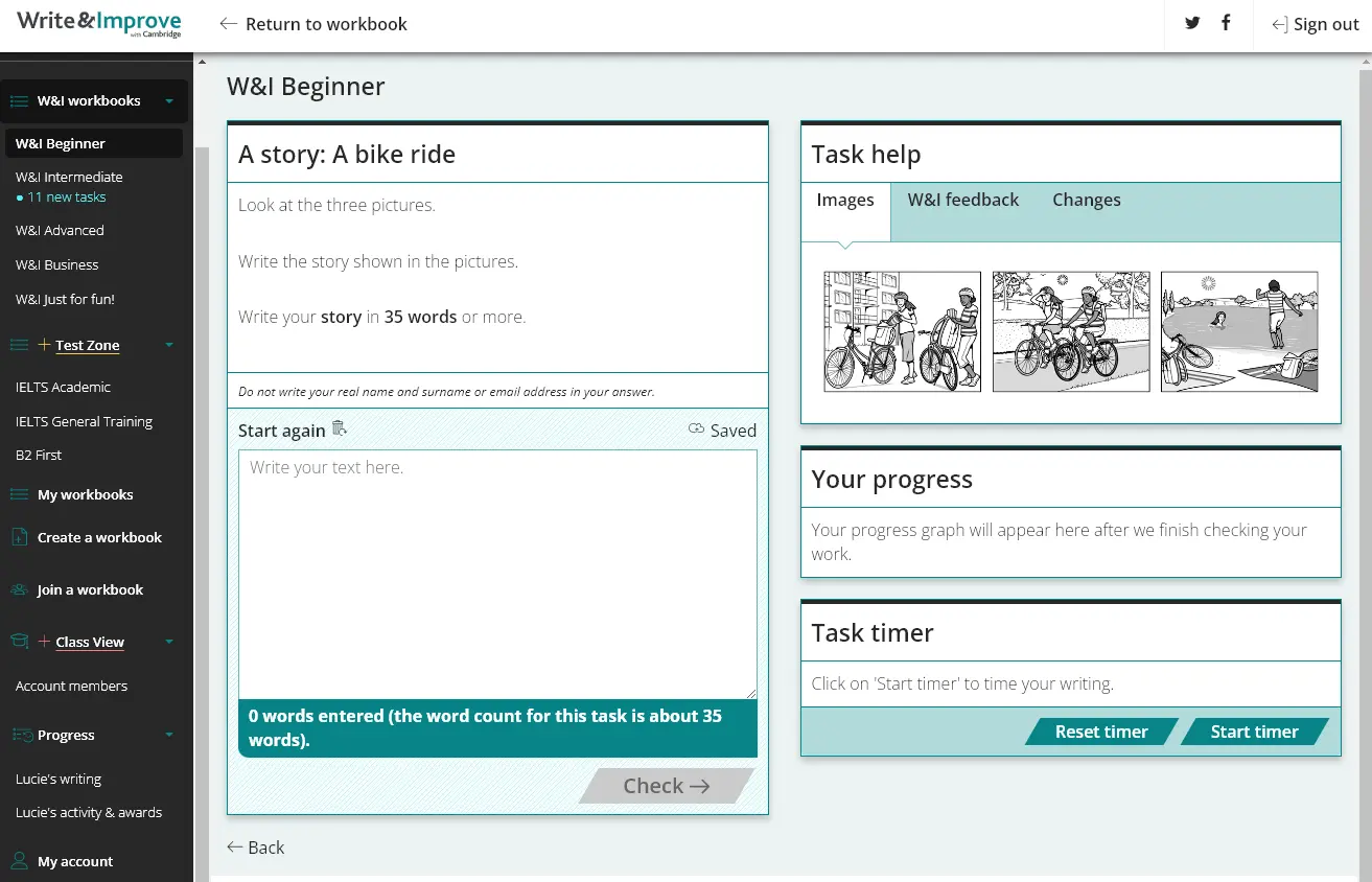 Write & Improve | Cambridge free tool