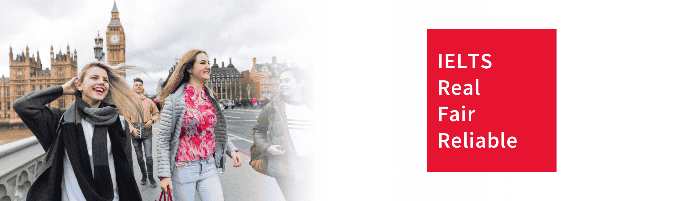 Studens in London walking the bridge in front of Houses of Parliament | IELTS 
