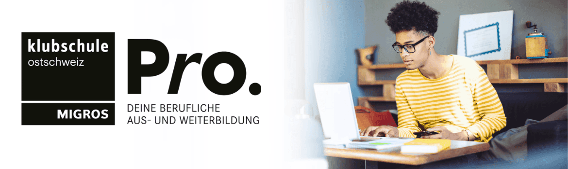 Logo - Klubschule Migros Ostschweiz - student taking Linguaskill exam