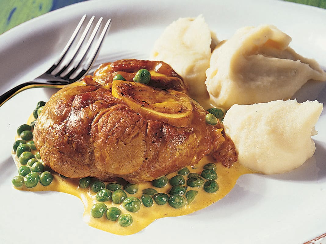 Jarrets De Veau Sauce Safran Aux Petits Pois Rezept Swissmilk