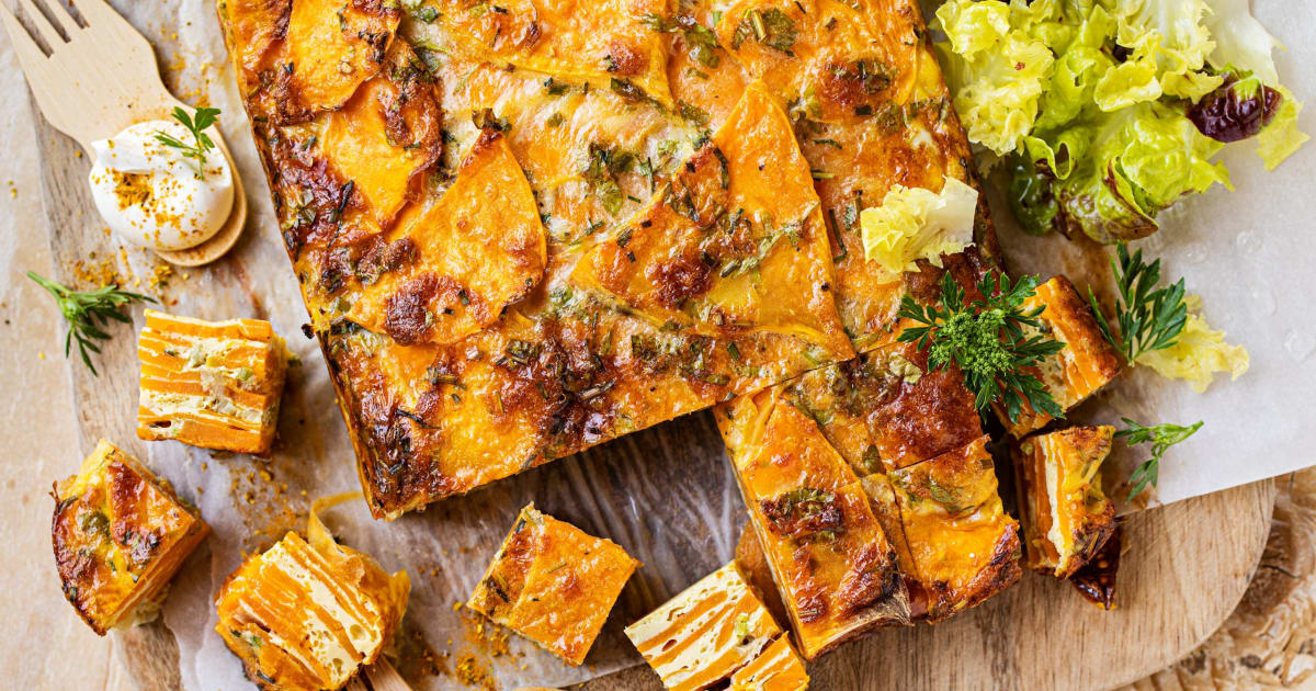 Süsskartoffel-Tortilla-Würfel - Rezept | Swissmilk Süsskartoffel-Tortilla-Würfel - Rezept | Swissmilk