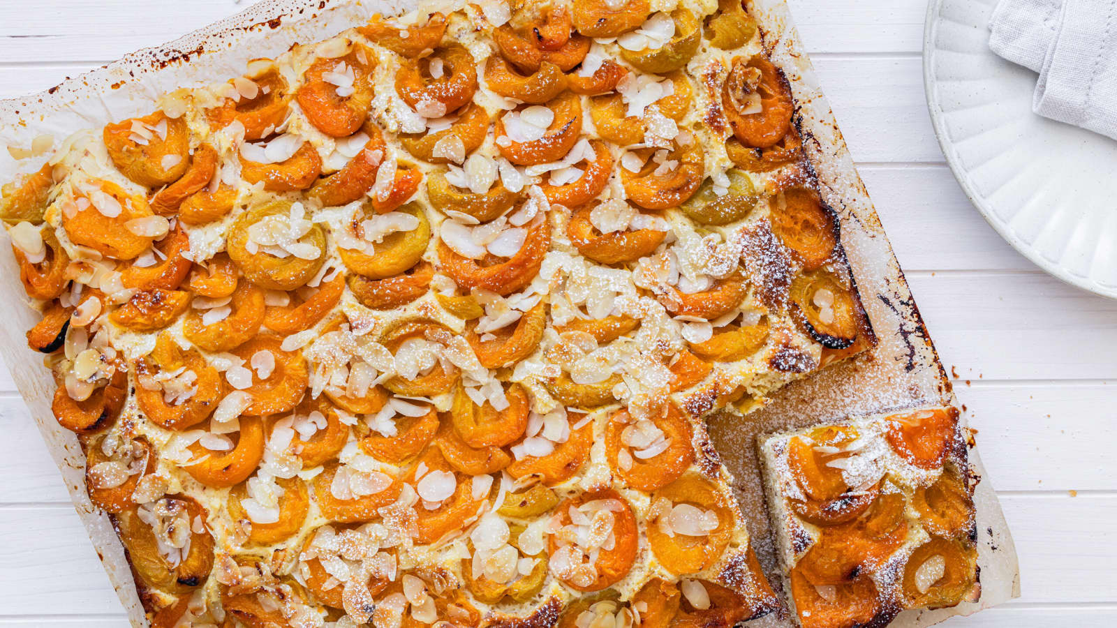 Gâteau sur plaque aux abricots