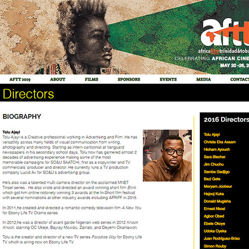 tolulope ajayi features on AFTT as one the celebrated African directors