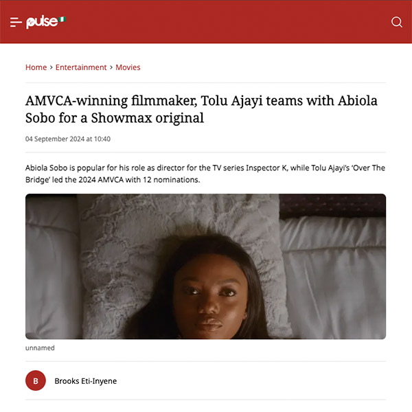  AMVCA-winning filmmaker, Tolu Ajayi teams with Abiola Sobo for a Showmax original