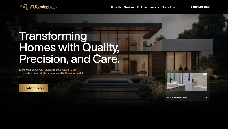 AT Developments corporate website homepage