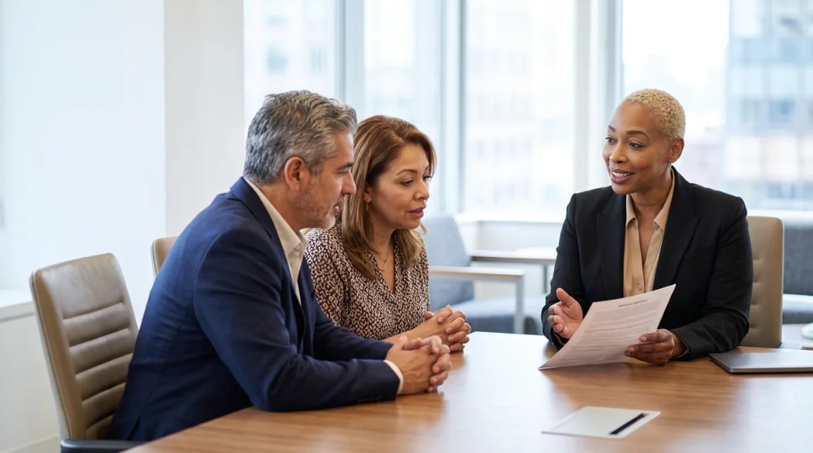 Licensed broker consulting with a homeowner
