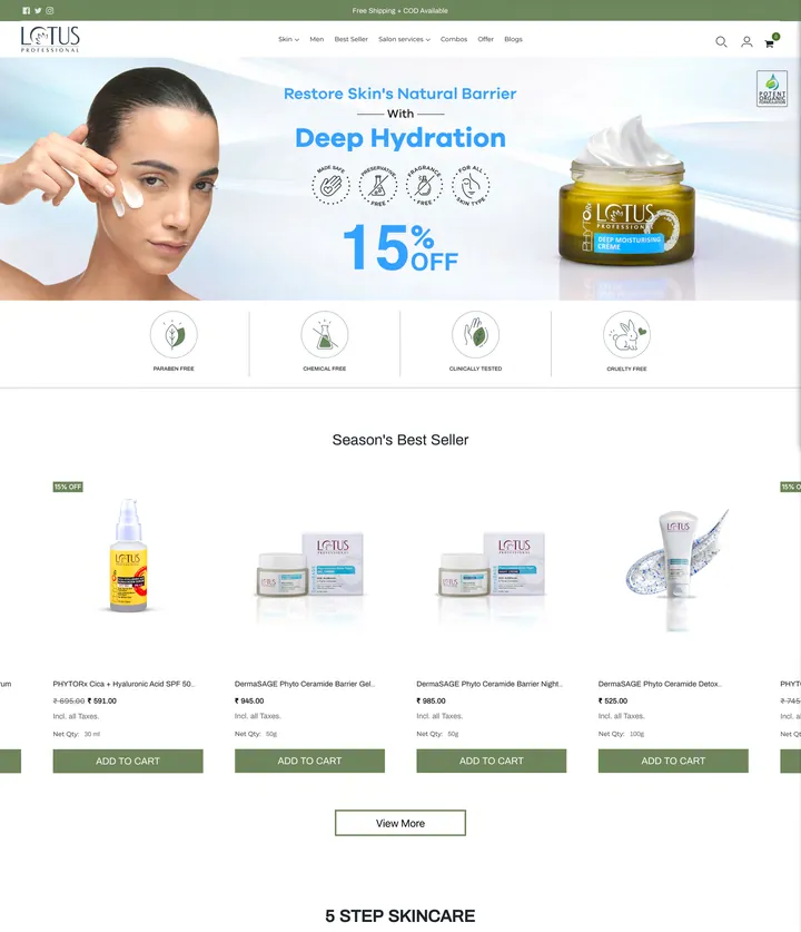 The Lotus Professional online store, designed by Branditify
