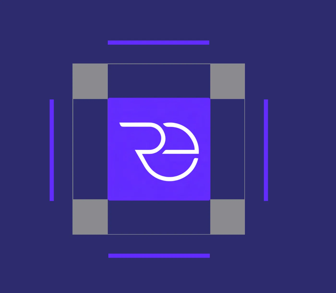 The Real Eternity symbol inside its clear-space diagram: the space kept free around the mark, marked out in squares on a slate-blue ground