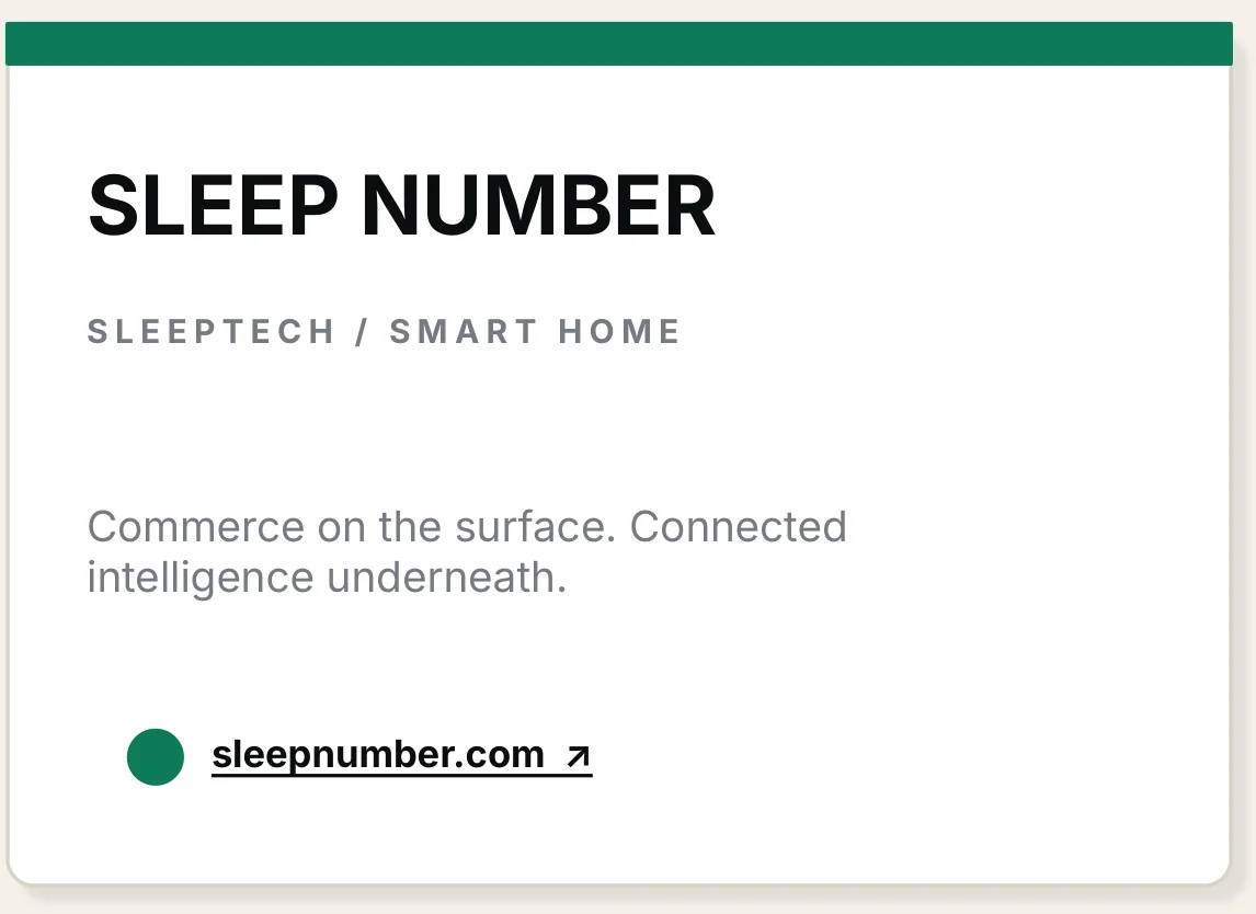 The Sleep Number entry in Branditify’s 2026 Selected Digital Work: SleepTech and smart home, commerce on the surface, connected intelligence underneath