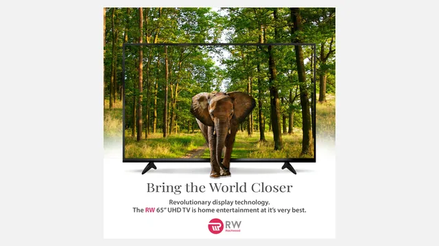 A Rachwood LED television social post on its neutral mat