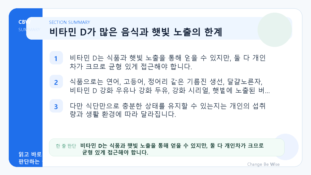 비타민 D는 몸에서 어떤 역할을 할까 공식 자료와 사람 대상 연구로 정리