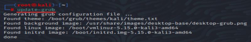 执行 update-grub 生成引导配置