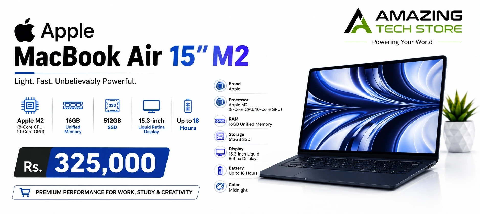 Apple MacBook Air 15" M2 | 16GB RAM | 512GB Memory Banner