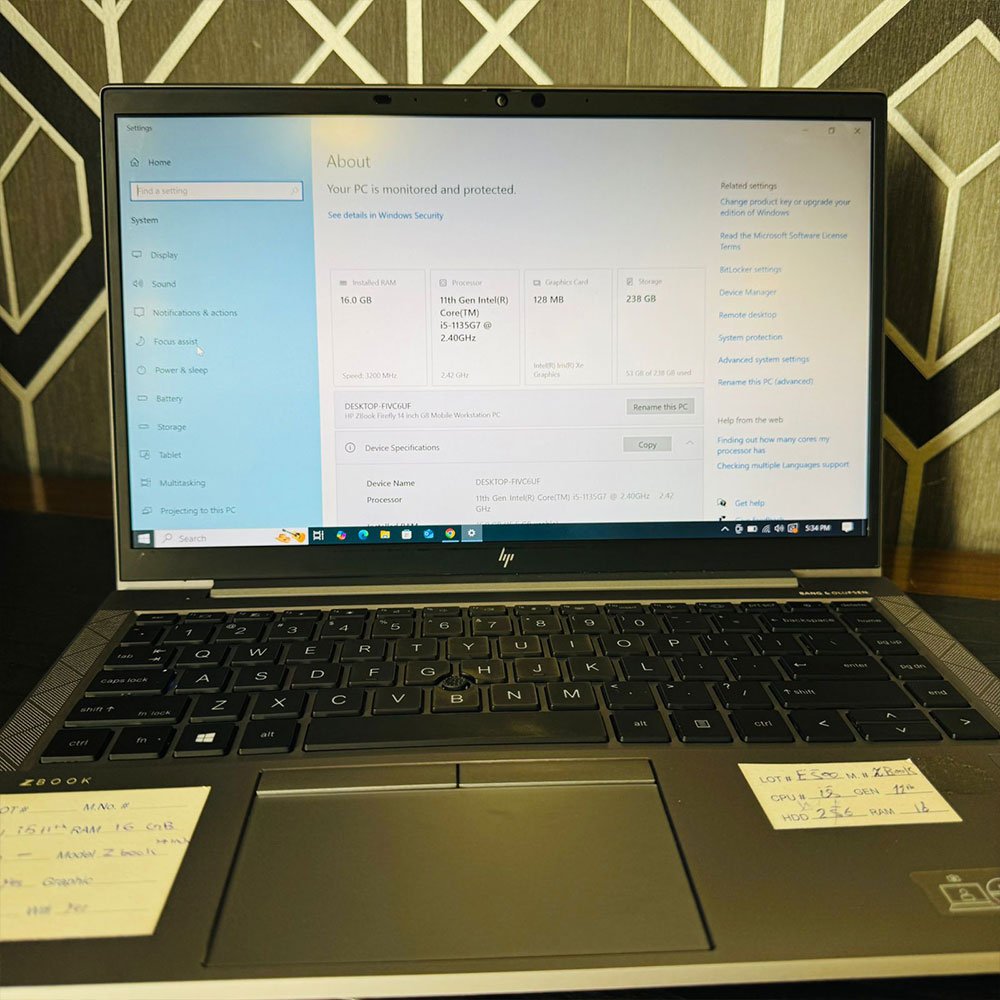HP | ZBook Firefly 14 G8 Laptop | 256GB M.2 SSD | 8GB RAM | Core i5-1135G7 11th Gen | 14″ Display thumbnail 2