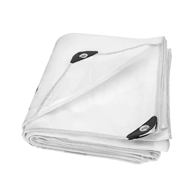 ZN Global 550 GSM 12 feet x 10 feet Nylon Fabric, PVC Coated, UV Protected, Waterproof Tarpaulin Sheet(Color-White)