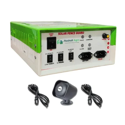 Rashail Agro Heavy Duty 12 KV Solar Zatka Machine with Cables, Battery Connector and Internal Siren