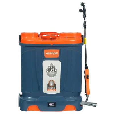 Double Motor, 12V, 12Ah, 18 liter Battery Sprayer Ideal For Agiculture | Silver Pro-13 + โ Neptune
