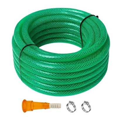 1/2-inch 20-meter 3 Layer Threaded Pvc Braided Garden Hose Pipe With Tap Adapter and Stainless Steel Clamps โ AGRIANSH