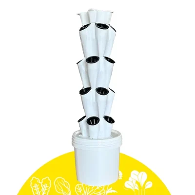 Nova 20 Planter Hydroponic/Aeroponic Tower System with 15 L Tank, TDS Meter, Nutrients, Seeds & Coco Disc(Variant-without Timer Switch) โ Green Warrior
