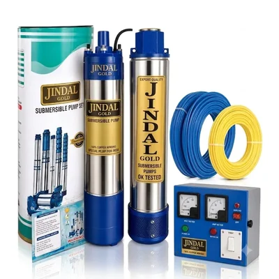 Jindal Gold 0.5 HP 12 Stage V3 Single Phase Water Cooled Submersible Pump, 130ft Head