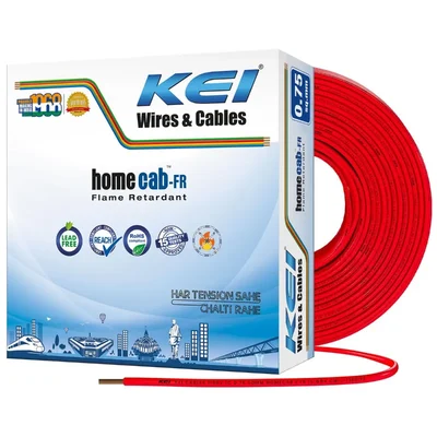 KEI Homecab 0.75 sqmm 1100V Housewire Fire Resistant 1Pc Flexible PVC Copper Electric Cable(Color-red)