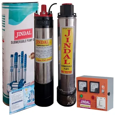 Jindal 1.5Hp 12 Stage (V4) Single Phase Oil Cooled Borewell Submersible Pump with Control Panel