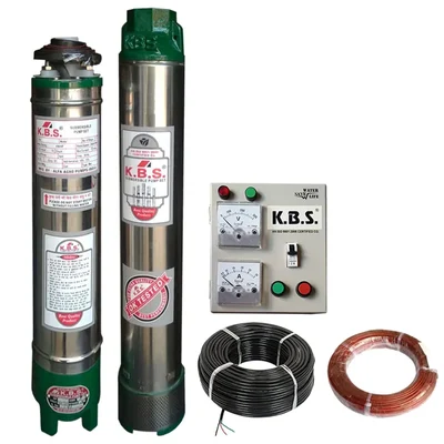 1.5Hp 18 Stage(3") V3 1Ph Water Cooled Submersible Pump With CP, 60m Submersible Cable, Safety Wire โ KBS